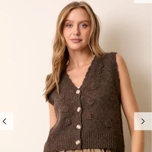 Brown Floral Knit Vest NWT